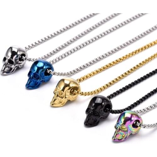 316L stainless steel Goat Skull blue gold black colorMens Pendant Necklace Punk Party Fashion High Quality Jewelry