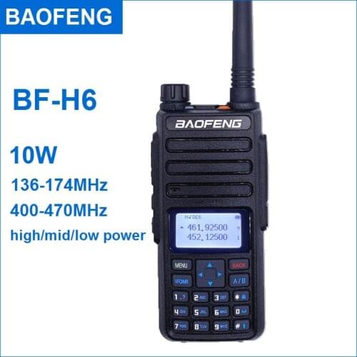 Real 10W BAOFENG BF-H6 Walkie Talkie Ham CB Radio Transceiver VHF UHF Transceiver Radio Scanner More Powerful Than UV-5R UV-82