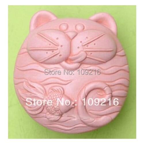Wholesale!!!1pcs Cat and Fish (zx 257 ) Silicone Handmade Soap Mold Crafts DIY Mold