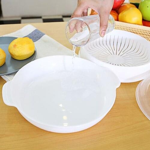Steamer Heater Dish for Microwave Oven Round Plastic Bowl Hot Steamed Bun Dumpling Steamer with Lid Lightwave Steamer RE