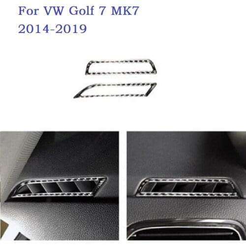 Fit For Golf MK7 GTI R 14-19 Real Carbon Fiber Interior Dashboard Air Vent Frame Cover Air Outlet Sticker Trim Car Accessories