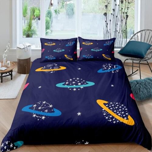 3d Cartoon Space Duvet Cover Creative Bedding Set Colorful Comforter Bed Cover Set For Kids Baby Boy Bedclothes Quilt
