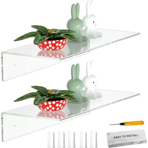 2pcs Clear Bathroom Wall-Mounted Shelf Storage Rack 12 inch Home Organizer Durable Thicken Acrylic Kitchen Jars Bottles Holder