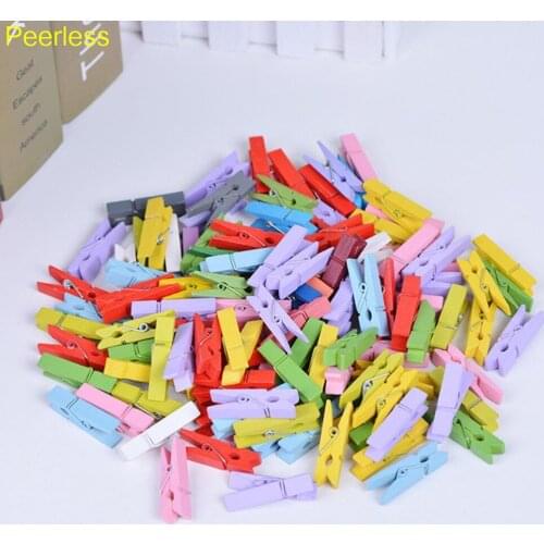 New Peerless 50pcs 3.5cm DIY Colorful Wooden Clothespin Clips Album Photo Picture Paper Memo Pegs Craft Kids Scrapbooking Decor