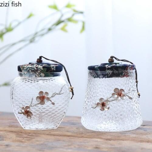 Transparent Glass Tea Caddy Sealed Jar Decorative Storage Tank Tea Box Candy Jar Tea Organizer Tea Container Desktop Storage Box