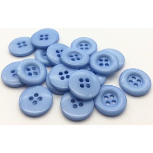 200pcs Blue Color Resin 4 Holes Round Buttons Sewing Accessories Crafts Embellishments Cardmaking
