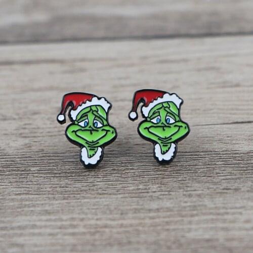 BG794 Dongmanli Christmas Monster Ear Studs Anime Earrings for Women Girls Jewelry Enamel Earring Female Stud Earring