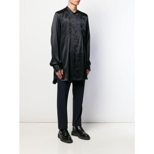 S-6XL 2021 New Men Womens clothing Hair Stylist Show Long Sleeve Pleated Shirt Plus size costumes