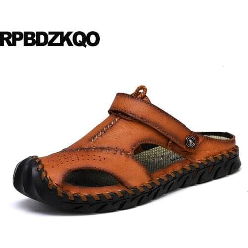Native closed toe brown slides size 46 waterproof breathable large mens sandals 2019 summer outdoor fashion beach shoes slippers
