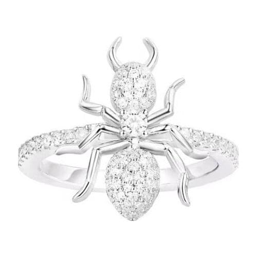 SLJELY Luxury Brand 925 Sterling Silver Les Petets Soldats Cute Ant Ring Full Cubic Zirconia Stones Women Fine Party Jewelry