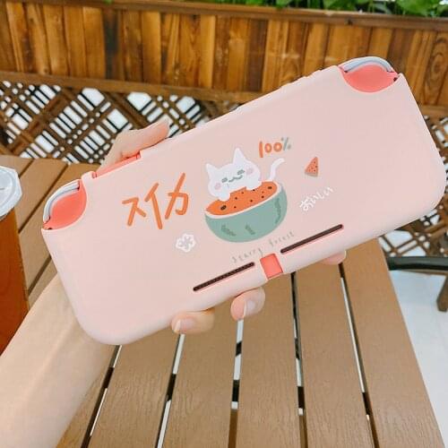 STARRY FOREST Watermelon cat cute pink soft frame hard protective case shell for nintendo switch LITE for girls