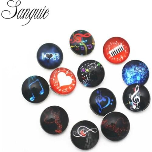 10pcs/lot Music notes letter 18mm glass Snap Buttons crystal Charms button Fit DIY snap Bracelets necklace Buttons Jewelry