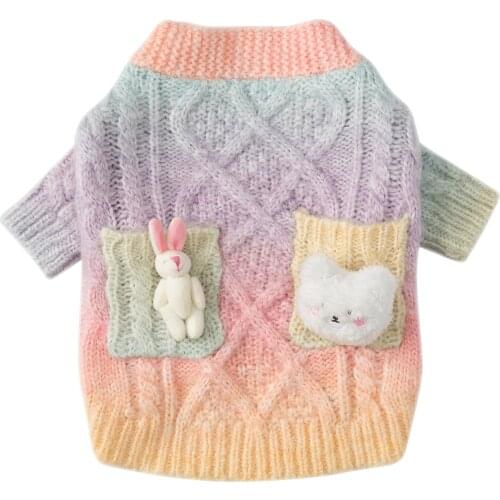 Cat Dog Sweater Knit Apparel Winter Pet Clothes Dog Cardigan Pomeranian Yorkshire Poodle Schnauzer Pug French Bulldog Clothing S