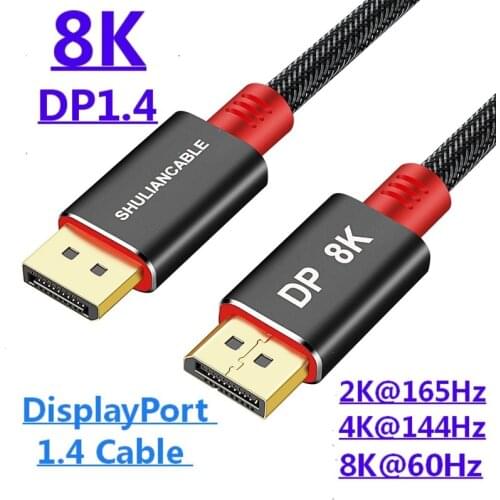 DisplayPort 1.4 Cable 8K 4K HDR High Speed 32.4Gbps Display Port Adapter For Video PC Laptop TV DP 1.4 Display Port 1.2 Cable