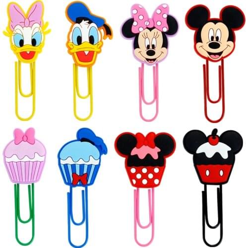10pcs Disney Mickey Minnie Paper Clip Bookmark Creative Cute Metal Paper Clip Color Paper Clip Cartoon Stationery Promotion Gift