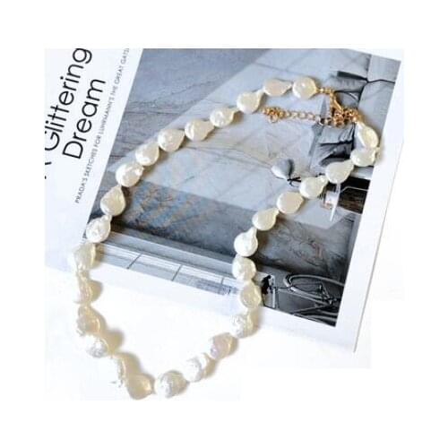 Women Gift word Love real Natural baroque pearl necklace with short irregular beads white pearl Can adjust Necklaces