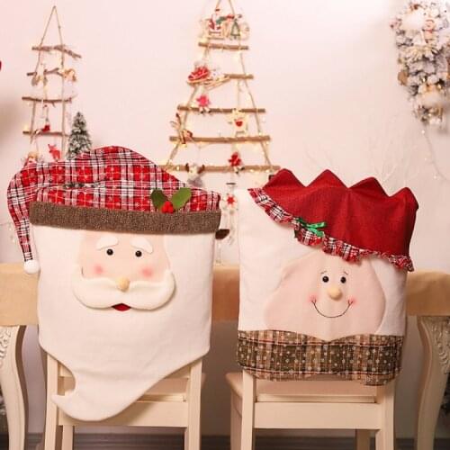 1PC Chair Cover Santa Clause Hat Christmas Decorations Back Cover Christma Dining Table Dressing Decoration Product