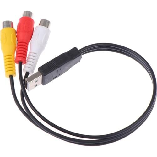 1pc USB Male Plug To 3 RCA Female Adapter Audio Converter Video AV Cable USB to RCA Cable for Television Wire Cord