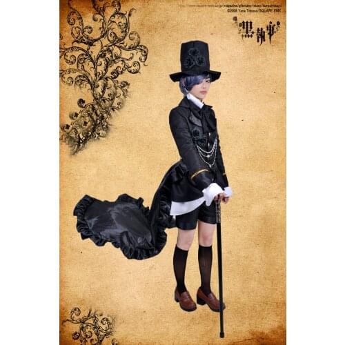2019 Black Butler Kuroshitsuji Ciel Phantomhive Black Steampunk Suit Anime Cosplay Costume Halloween Women Dress o