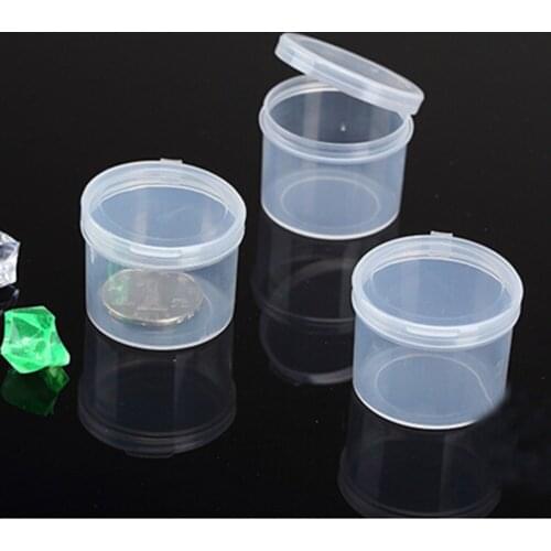 5 PCS/lot Small Round Plastic Clear Transparent With Lid Collection Container Case Storage Box Coin Capsules Holders Collecting