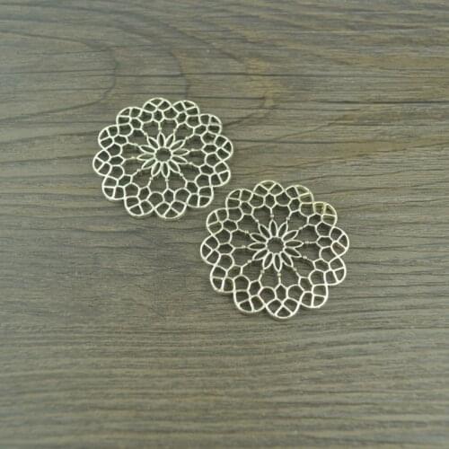 5 pcs vintage Tibetan Silver Plated flower Charms Metal Pendants for Jewelry Making DIY Handmade Craft 27*25 mm Q136