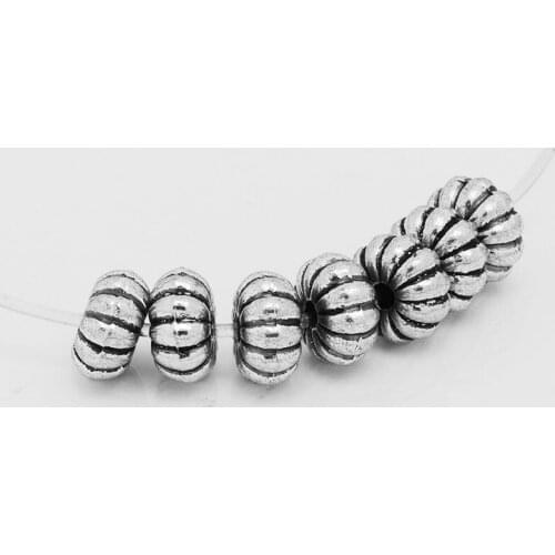8mm Fashion 50pcs Tibetan Silver Charms Spacer Beads Jewelry Findings Making DIY-10038656