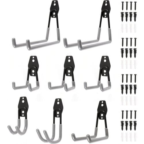 8 Pcs Warehouse Garage Storage Hook Heavy Duty Iron Hooks Wall Mounted w/ Screws Kitchen Rack For Power Tools Ladder Bikes Bulk