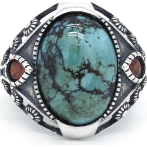 925 Sterling Silver Ring Mens Green Natural stone Ring Transparent CZ Ring Mens High Jewellery