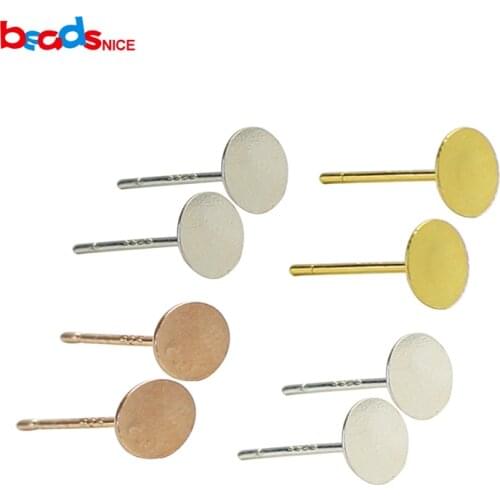 Beadsnice Wholesale 925 Sterling Silver Stud Post Earring Base Flat Back Earring findings DIY Gift for her ID26690