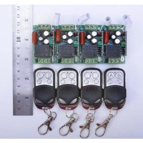 220V 1CH Wireless Power Switch System 4 Receiver&4Transmitter Remote Controller 10A output state is adjusted