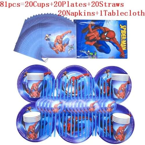 Super Hero Spiderman Paper Cups+Plates+starw Weddiing Birthday Decoration Baby Shower Festival For Kids Tableware Party Supplies