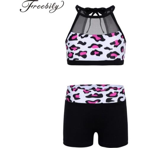 Kids Girls Dance Wear costume Sets children Ballet Tank Top+Bottoms suit Gymnastics Workout Ballet dance Activewear clothes