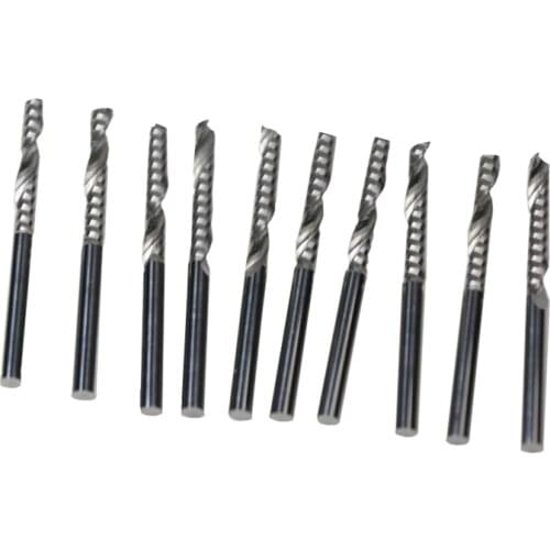 New 10PCS 3.175 X 22mm Single flute carbide Engraving CNC router Spiral bit Tool Cutting Acrylic Pvc Wood