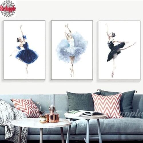 3 pcs Ballet Nursery figure diamond painting Simple European style Wall art Pictures For Children Room decor embroidery mosaic