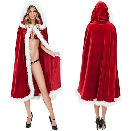 Beautiful Little Red Riding Hood Costume Red Color Father Christmas Cosplay Dress Top Quality Cape Women Dress BI85