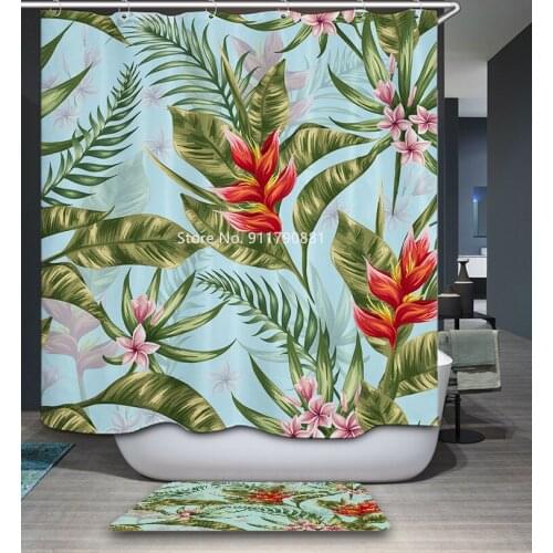 Bestselling Flame Duck Flower Colorful Printed Waterproof and Mold Resistant Shower Curtain with Hanger Bathroom Decoration