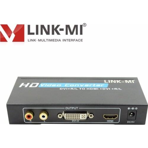 LINK-MI DVI to HDMI/DVI Converter Supports VGA HD Video 1080p With RCA Audio DVI-D to HDMI Converter