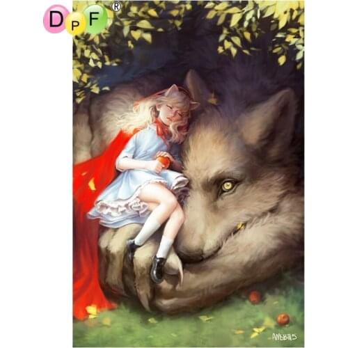 DPF DIY Diamond Embroidery crafts Little Girl Fox Pet 5D full Round DIY Diamond Painting Magic Cube Cross Stitch Mosaic Decor
