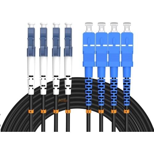 33ft Outdoor Armored 10 Meters LC-SC 4 Core 9/125 OS1 Single-mode Fiber Optic Cable Patch Cord Jumper LC to SC LC/PC-SC/PC