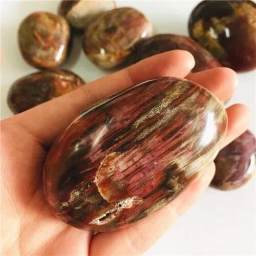 MOKAGY 70G-140G Natural Polished Petrified Red Wood Fossils Crystal Palm Stone 1pc