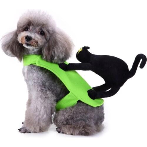 New Funny Cat on My Back Shape Dog Rider Costume Clothes Pet Halloween Cat Clothes for Small Medium Dog Pet Clothes Dress
