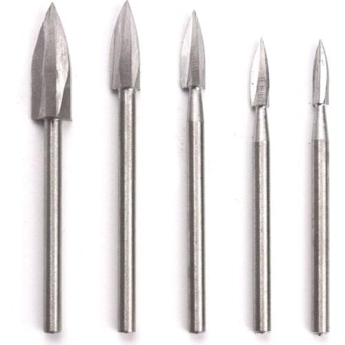 5PC 3/4/5/6/8mm HSS 3-blade Sharp Knife Electric Cutting Grind Woodworking Carving Knife for Wood Micro-carving Slotting Carving