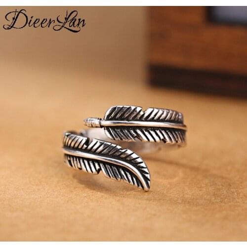 Genuine 925 Sterling Silver Feather Rings for Women Simple Solid Silver Rings Party Vintage Jewelry 2021