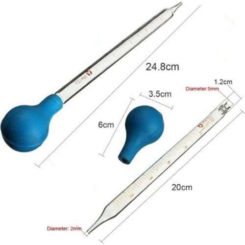 Dropper Pipet With Scale Line Blue&Transparent Hot Rubber Head Glass Dropper Glass Pipette Lab