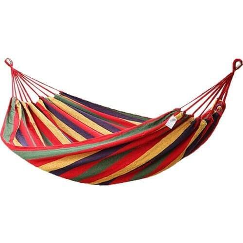 Single Swing Portable Outdoor Camping Travel Chair Rainbow Striped Wooden Stick Hammock Hanging Bed