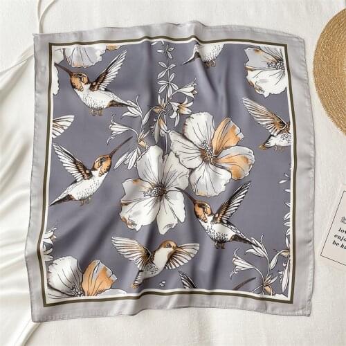 Print Neckerchief Satin Headband Shawl Silk Square Scarf For Women Head Wraps Female Foulard 2021 Hair Bands Elegant Bandana