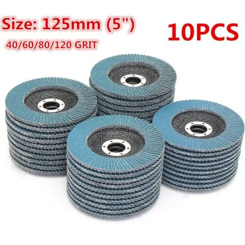 10Pcs Grinding Wheels Flap Discs 125mm 40/60/80/120 Grit Angle Grinder Sanding Discs Metal Plastic Wood Abrasive Tool A65