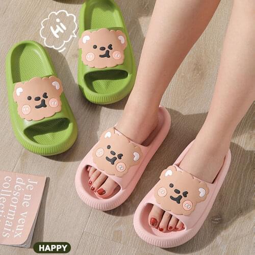 Zapatillas Cartoon Women Men Slippers Cute Bear Home Slip-on Bathroom Flip Flops Female Beach Sandals Shoes Женские тапочки