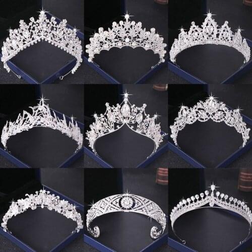 Silver Color Crystal Tiaras And Crowns Wedding Hair Accessories Bridal Crown Tiara Diadem Wedding Headpiece Women Hair Jewelry
