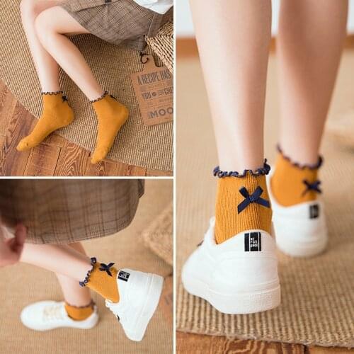 Frilly ruffle socks kawaii cute korean style women candy fashion cotton calcetines woman kobieta skarpety femme chaussettes meia